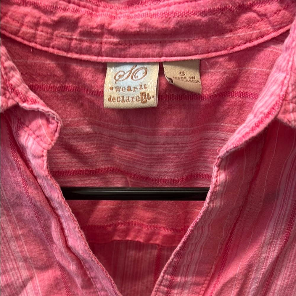 SO Wear It Declare It Pink Striped Shirt Size Small